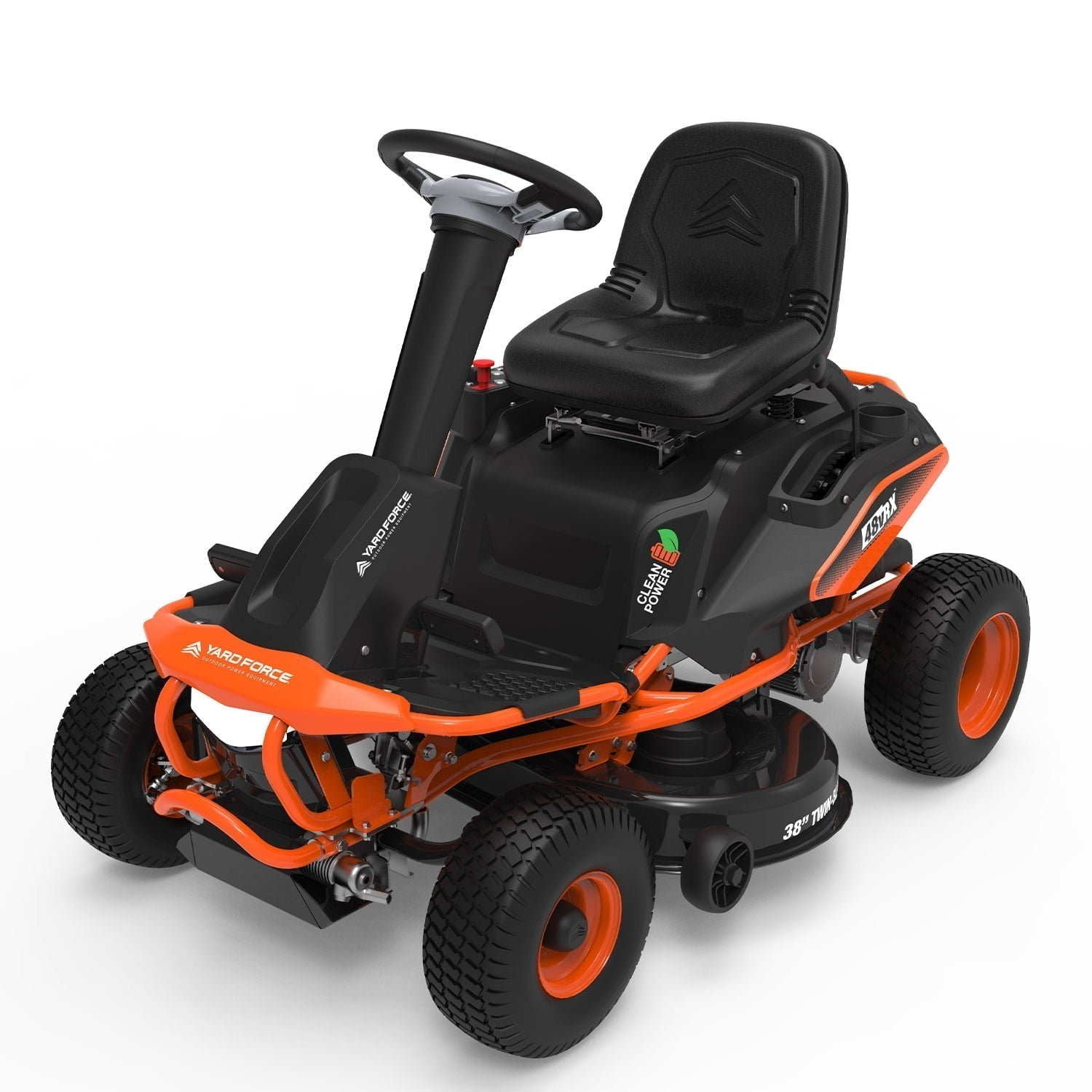 Yard Force 48V Battery-Powered 38" Riding Lawn Mower | Zero Emissions