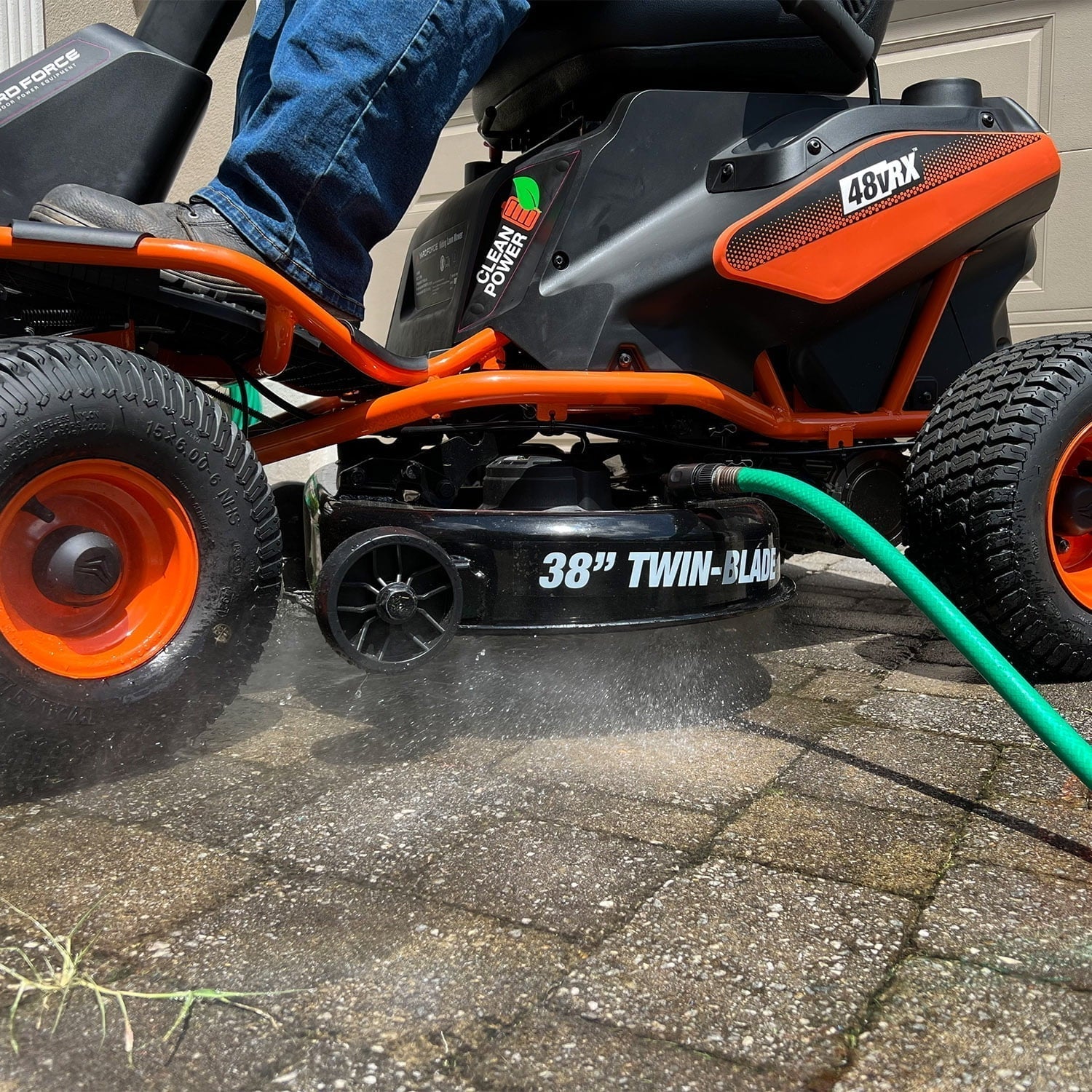 Yard Force 48V Battery-Powered 38" Riding Lawn Mower | Zero Emissions