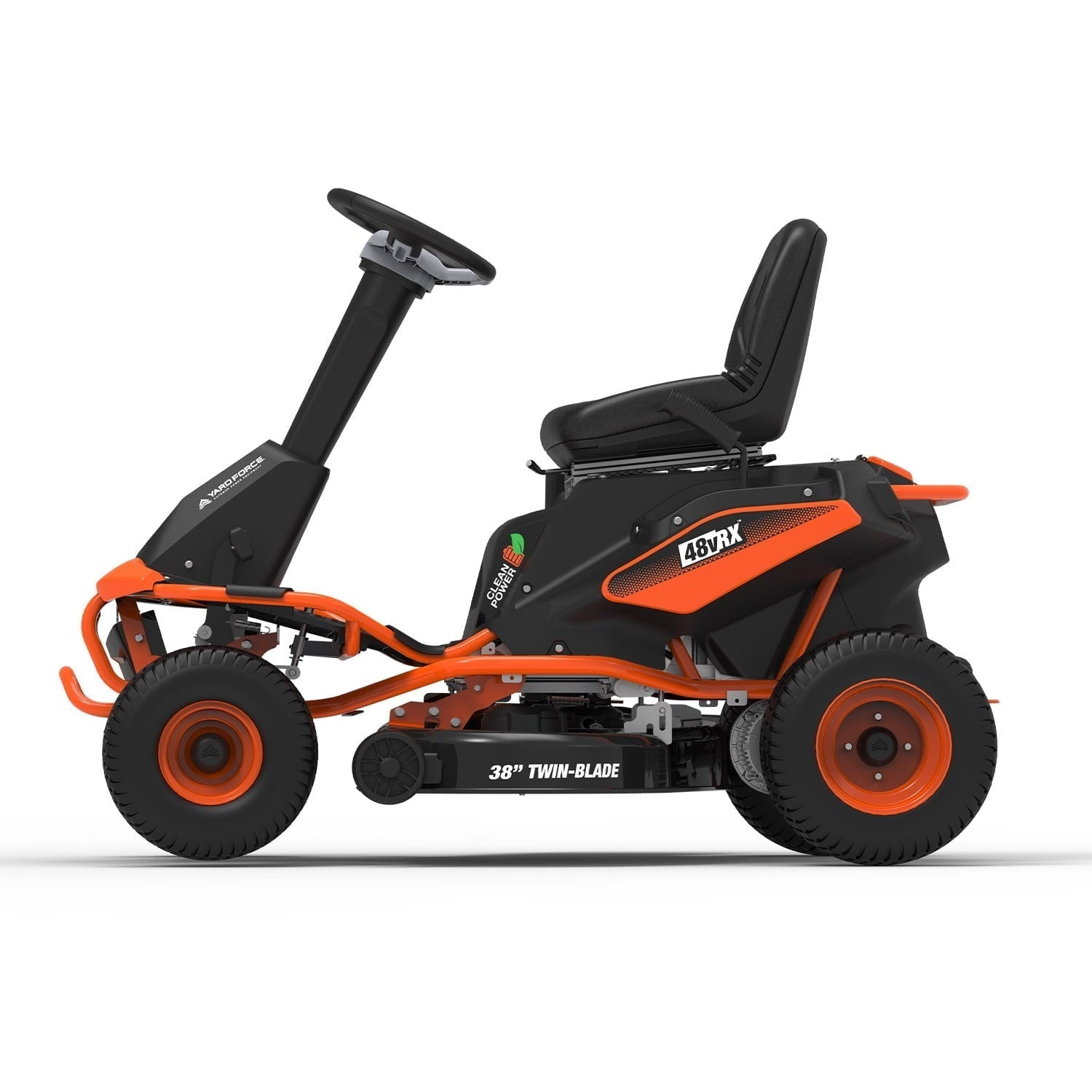 Yard Force 48V Battery-Powered 38" Riding Lawn Mower | Zero Emissions